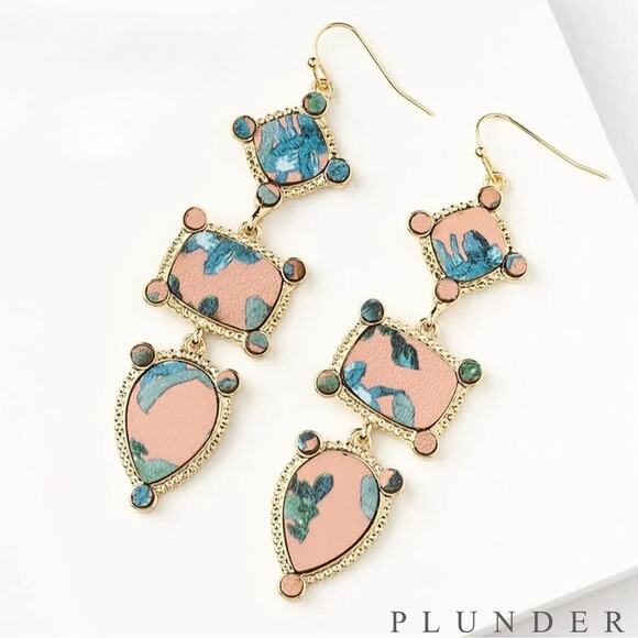 New Plunder “Hazel Louise” Leather Floral Earrings (3.25”) - Picture 4 of 6